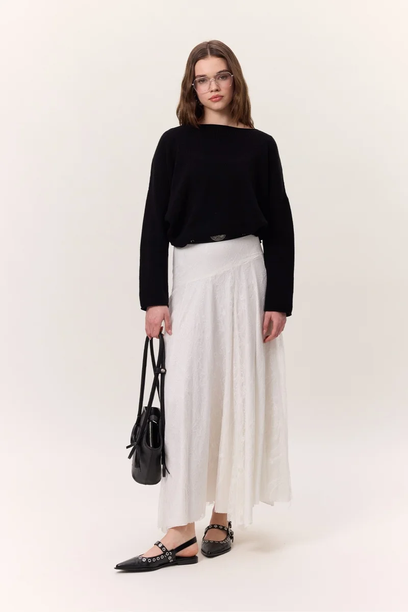 Manuka Lace Wide Skirt Ecru