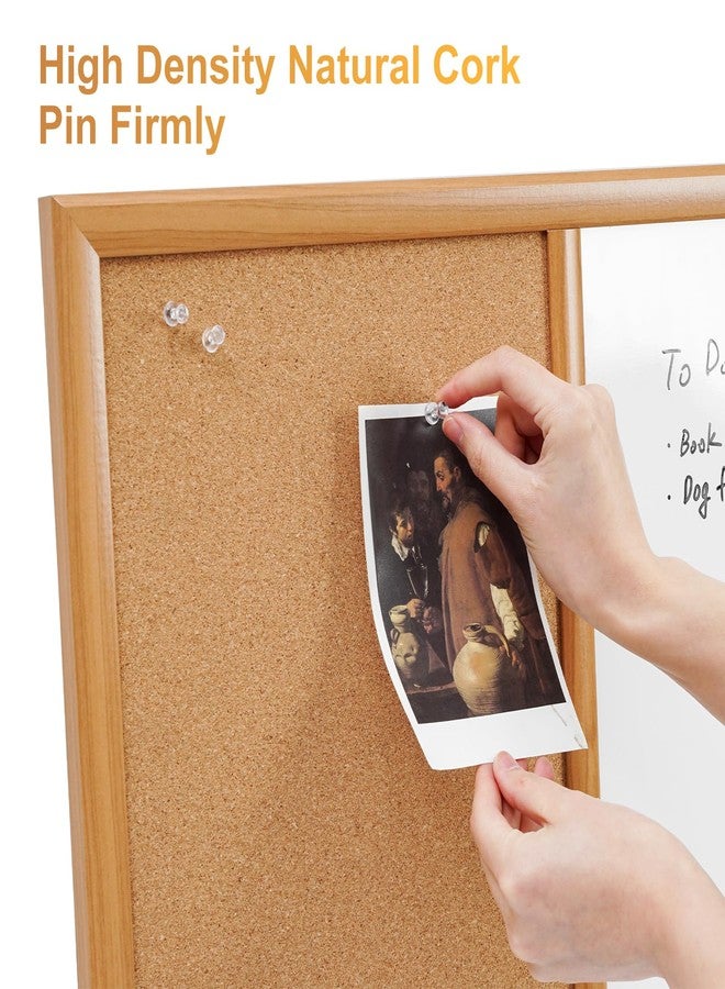 ARCOBIS Cork Board White Board Combo with MDF Wood Frame, 24 x 18 Inch Bulletin Board, Magnetic Dry Erase Board & Corkboard for Wall, Vision Board for Home, Office, School - Image 3