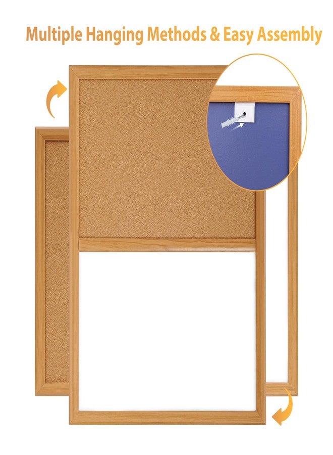 ARCOBIS Cork Board White Board Combo with MDF Wood Frame, 24 x 18 Inch Bulletin Board, Magnetic Dry Erase Board & Corkboard for Wall, Vision Board for Home, Office, School - Image 4