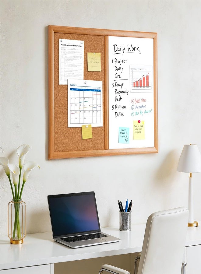ARCOBIS Cork Board White Board Combo with MDF Wood Frame, 24 x 18 Inch Bulletin Board, Magnetic Dry Erase Board & Corkboard for Wall, Vision Board for Home, Office, School - Image 5