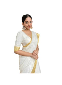 Accessorize Kingdom Trendy Women's Cotton Silk Saree with Blouse Piece | Pongal Special South Indian Kerala Saree  - Image 1