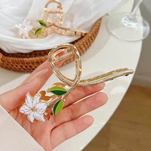 GEOCARTER Floral Cherry Hair Clutcher for Women & Girls – Premium Alloy Metal Hair Claw Clip, Lightweight & Handmade with Smooth Edges – Cute & Durable Hair Accessory for All Occasions (Dual Flowral) - Image 4