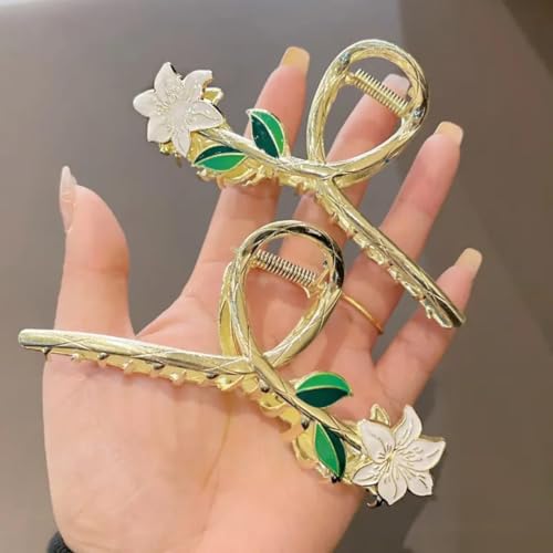 GEOCARTER Floral Cherry Hair Clutcher for Women & Girls – Premium Alloy Metal Hair Claw Clip, Lightweight & Handmade with Smooth Edges – Cute & Durable Hair Accessory for All Occasions (Dual Flowral) - Image 2