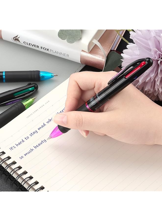 erorex 8 Pack Multicolor Retractable 4 In 1 Ballpoint Pens 0.7Mm Fine Tip For Office School Supplies Planner Writing Diary Perfect Gift Pens. - Image 4
