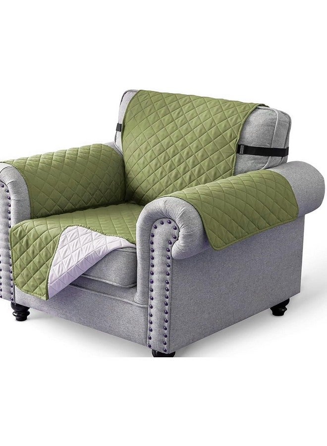 هاوس أوف كويرك غطاء أريكة قابل للعكس من House of Quirk، أغطية أريكة ذات مقعد واحد مع أحزمة مرنة قابلة للتعديل، 280 جرام لكل متر مربع أغطية أريكة للحيوانات الأليفة (أخضر/بيج، 53.3 × 190.5 سم) - Image 1