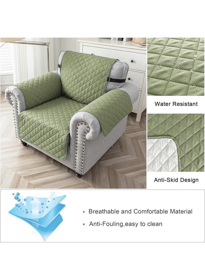 هاوس أوف كويرك غطاء أريكة قابل للعكس من House of Quirk، أغطية أريكة ذات مقعد واحد مع أحزمة مرنة قابلة للتعديل، 280 جرام لكل متر مربع أغطية أريكة للحيوانات الأليفة (أخضر/بيج، 53.3 × 190.5 سم) - Image 3