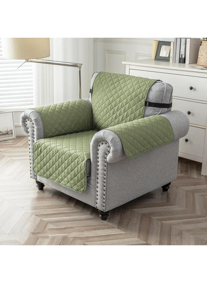 هاوس أوف كويرك غطاء أريكة قابل للعكس من House of Quirk، أغطية أريكة ذات مقعد واحد مع أحزمة مرنة قابلة للتعديل، 280 جرام لكل متر مربع أغطية أريكة للحيوانات الأليفة (أخضر/بيج، 53.3 × 190.5 سم) - Image 2