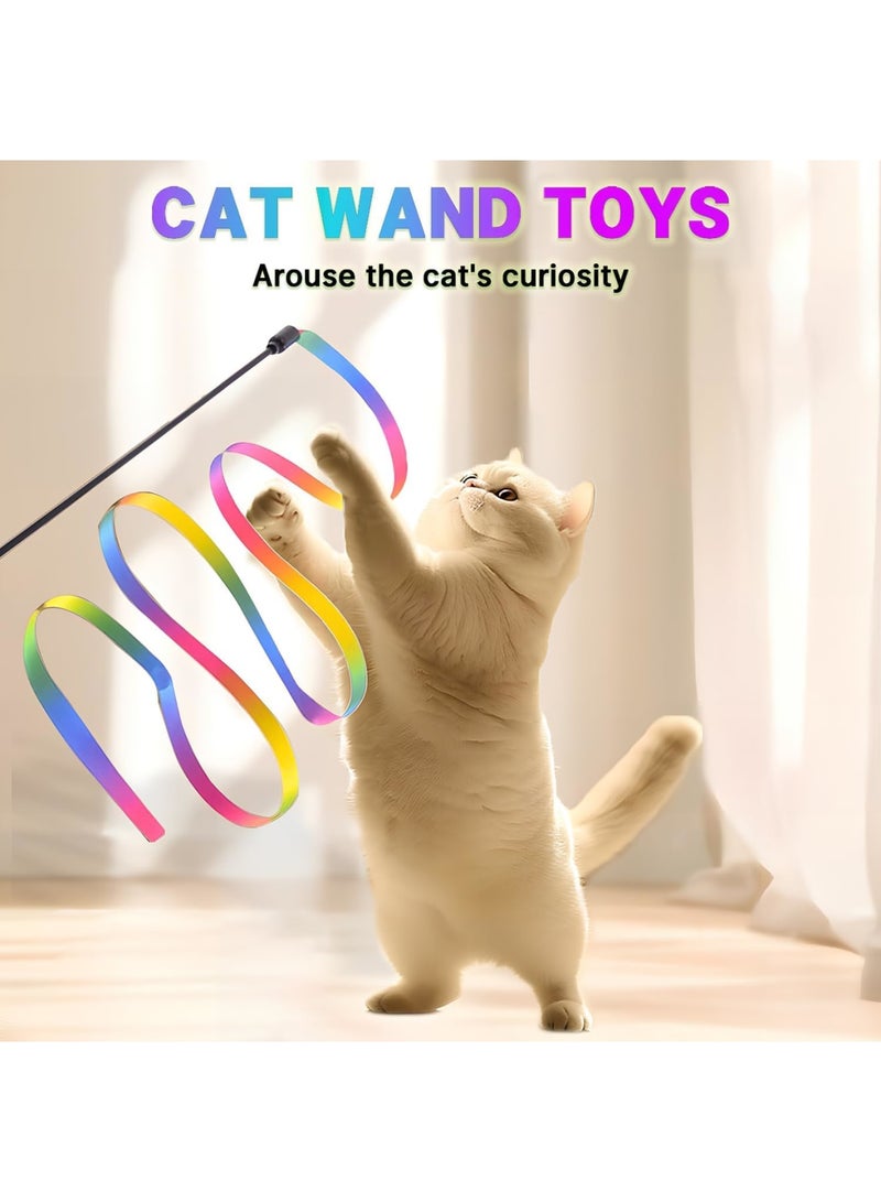 Luckam 4 Pcs Cat Wand Set, Interactive Rope Teasers with Colorful Strings, Indoor Activity Wands for Kittens and Adult Cats, Encourages Play and Movement, Safe and Engaging for Cats - Image 2