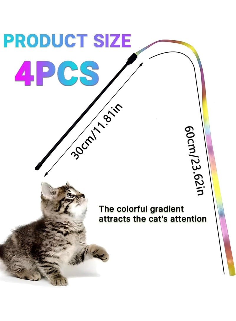 Luckam 4 Pcs Cat Wand Set, Interactive Rope Teasers with Colorful Strings, Indoor Activity Wands for Kittens and Adult Cats, Encourages Play and Movement, Safe and Engaging for Cats - Image 5