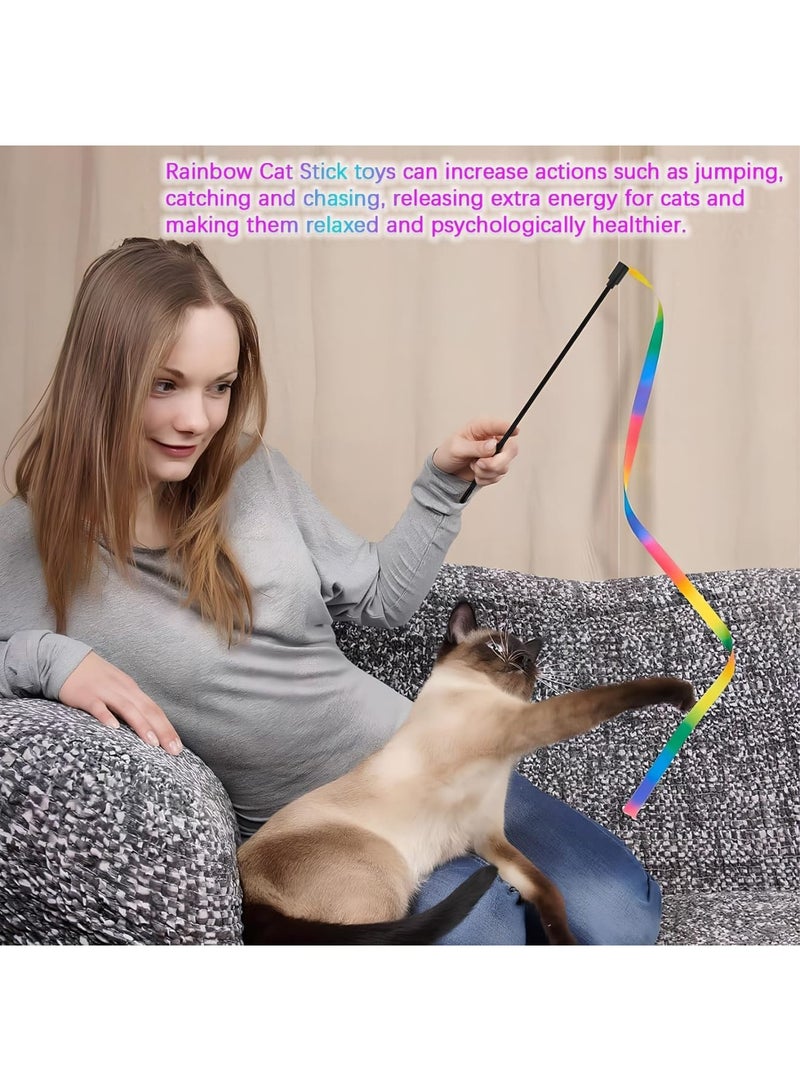 Luckam 4 Pcs Cat Wand Set, Interactive Rope Teasers with Colorful Strings, Indoor Activity Wands for Kittens and Adult Cats, Encourages Play and Movement, Safe and Engaging for Cats - Image 4