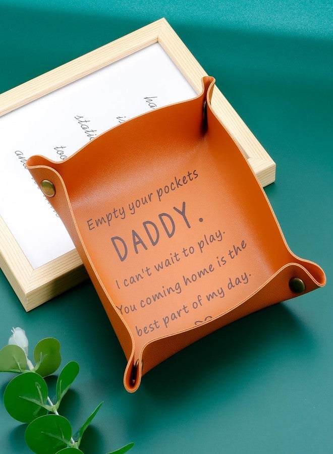 FOOZDEEVAAQ Dad Gifts from Daughter Son New Dad Gifts for Men First Time Daddy Gift from Baby Girl Boy First Fathers Day Valentines Gift for Him Husband Birthday Stuff from Wife Anniversary Christmas Leather Tray - Image 3