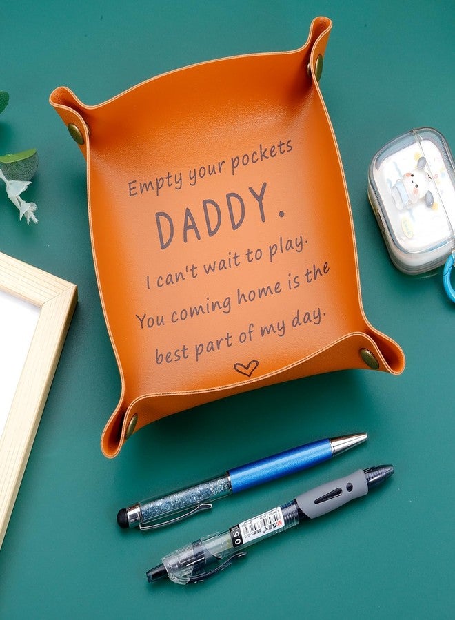 FOOZDEEVAAQ Dad Gifts from Daughter Son New Dad Gifts for Men First Time Daddy Gift from Baby Girl Boy First Fathers Day Valentines Gift for Him Husband Birthday Stuff from Wife Anniversary Christmas Leather Tray - Image 2