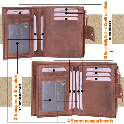 RIGOHILL Vittori Brown RFID Blocking Leather Wallet for Men | Wallets Men Leather | Mens Wallet with 14 Card Slot - Image 3