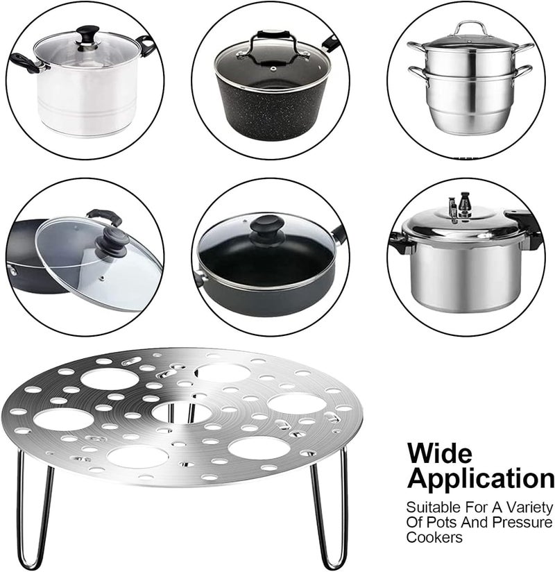 MENOVAS Stainless Steel Round Egg Steamer Rack Heatproof Stackable 7 Holes Stand Egg Box Kitchen Multipurpose Trivet Insert For Pot Accessories And Pressure Cooker Pans Steam Boiling 1 PCS Silver - Image 3