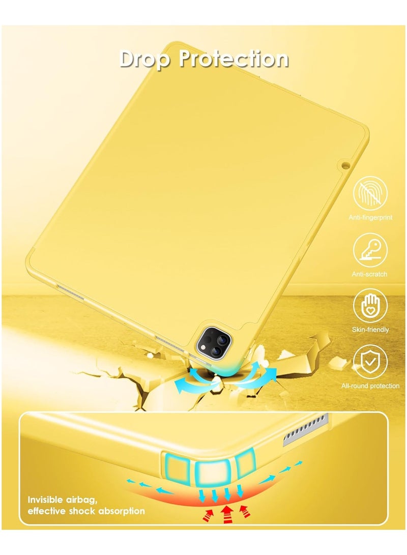 Techie غطاء كامل قابل للطي من أبل سمارت فولي مع حامل قلم ووظيفة الاستيقاظ/النوم التلقائي لجهاز أبل آيباد برو 12.9 (2022، 2021، 2020 12.9 بوصة) - أصفر - Image 2