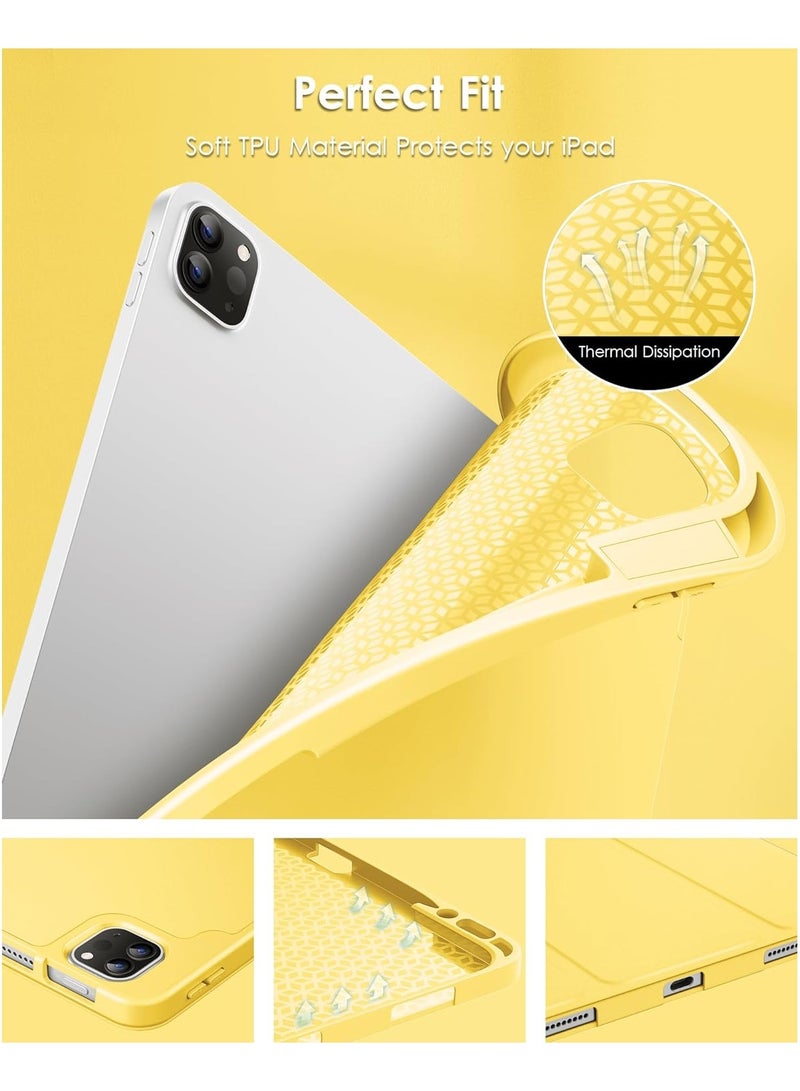 Techie غطاء كامل قابل للطي من أبل سمارت فولي مع حامل قلم ووظيفة الاستيقاظ/النوم التلقائي لجهاز أبل آيباد برو 12.9 (2022، 2021، 2020 12.9 بوصة) - أصفر - Image 3
