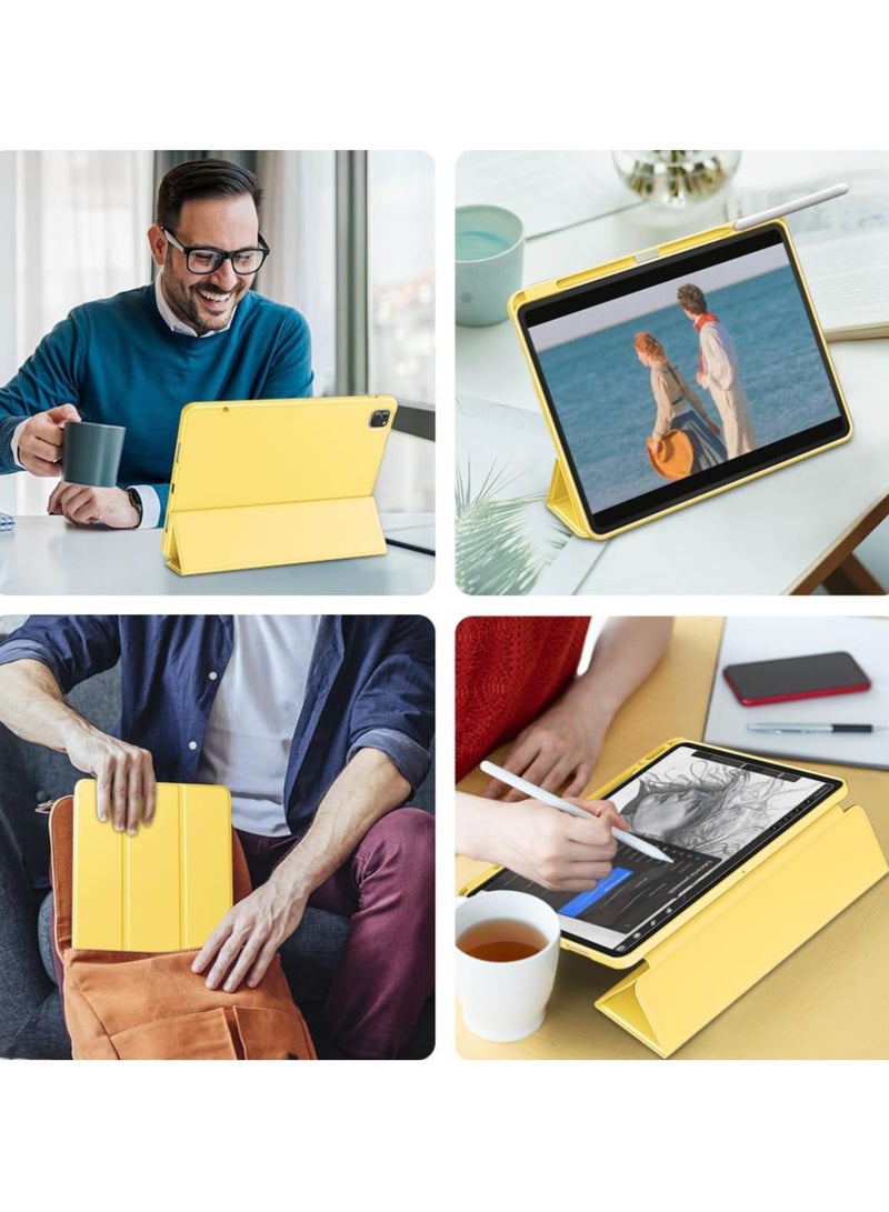 Techie غطاء كامل قابل للطي من أبل سمارت فولي مع حامل قلم ووظيفة الاستيقاظ/النوم التلقائي لجهاز أبل آيباد برو 12.9 (2022، 2021، 2020 12.9 بوصة) - أصفر - Image 5