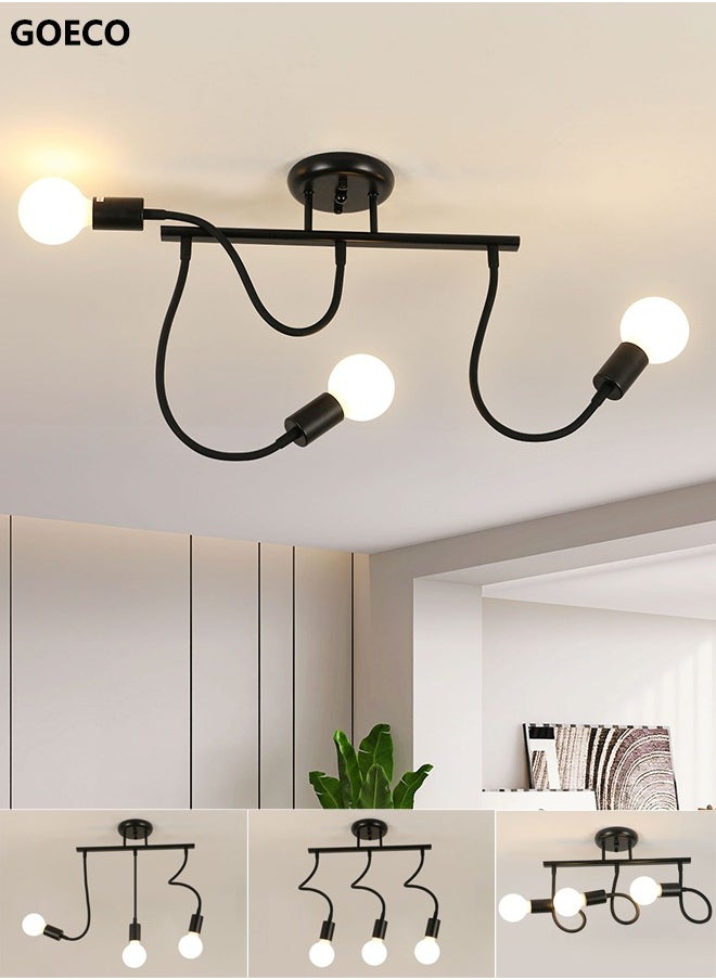 Goeco Ceiling Light Vintage E27 Base 3 Lamp Ceiling Lamp for Kitchen Dining Room  - Image 1