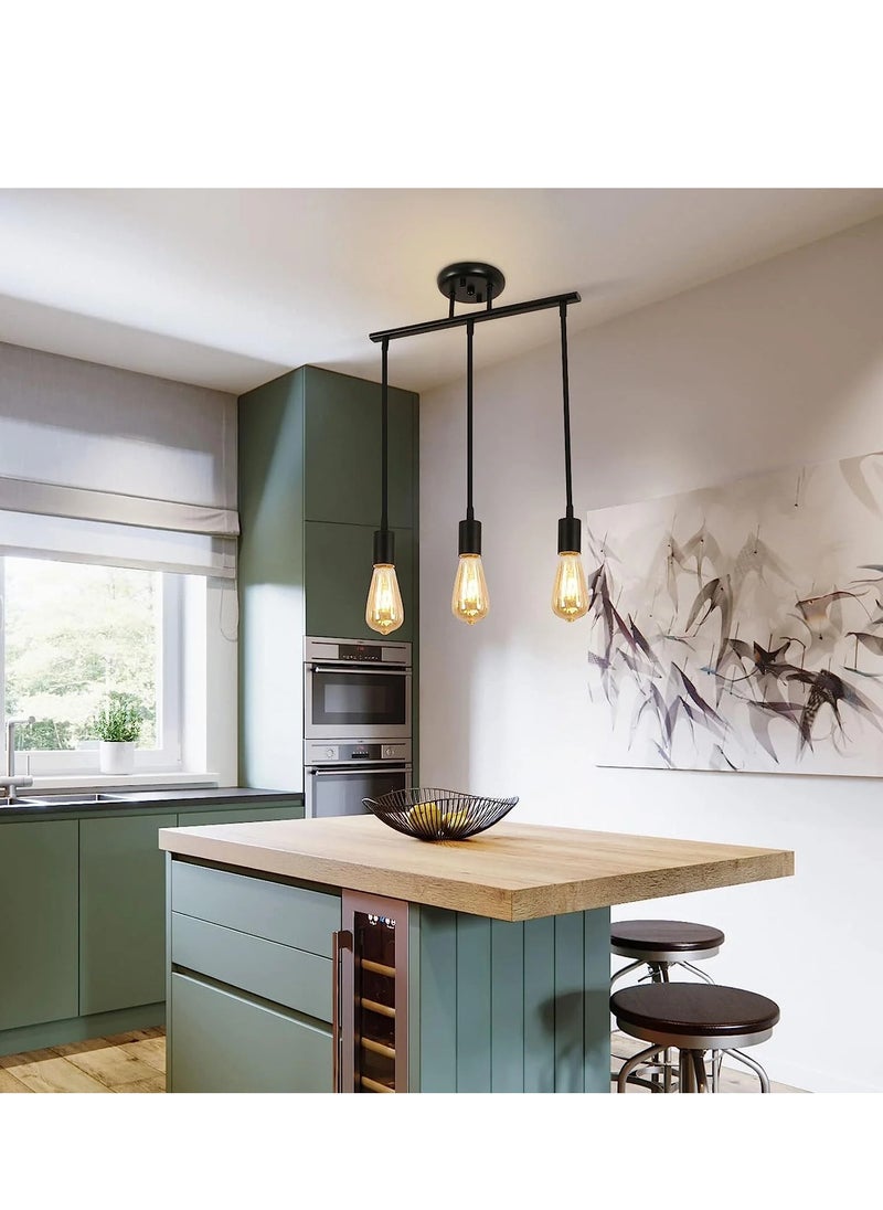 Goeco Ceiling Light Vintage E27 Base 3 Lamp Ceiling Lamp for Kitchen Dining Room  - Image 5