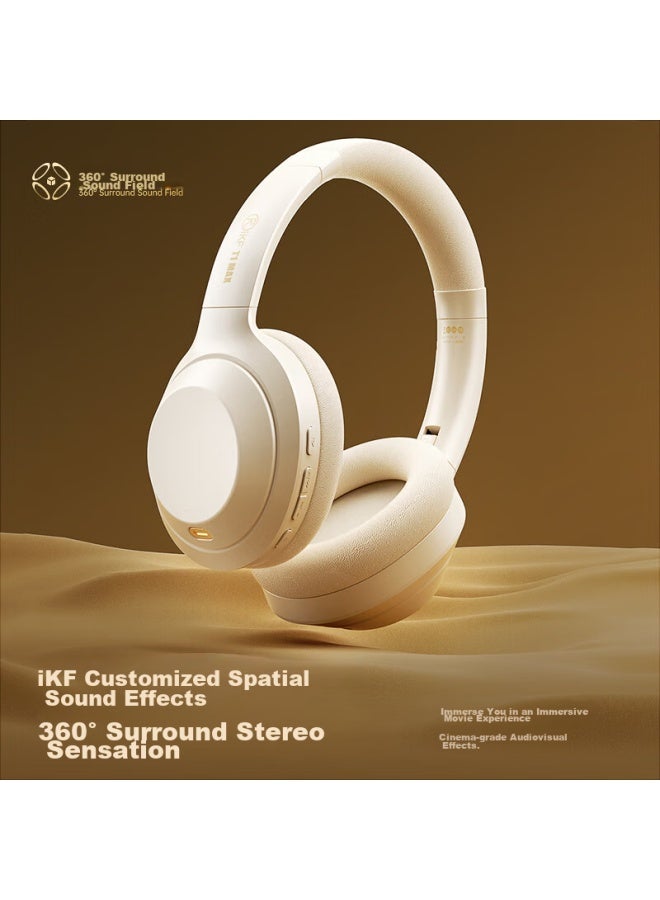 Ikf T1 Max Active Noise Cancelling Headphones, Wireless Bluetooth Earphones, New Bluetooth 5.4, Ultra-long Battery Life, Wired And Wireless, Low Latency Gaming Headphones, Athens Black - Image 4