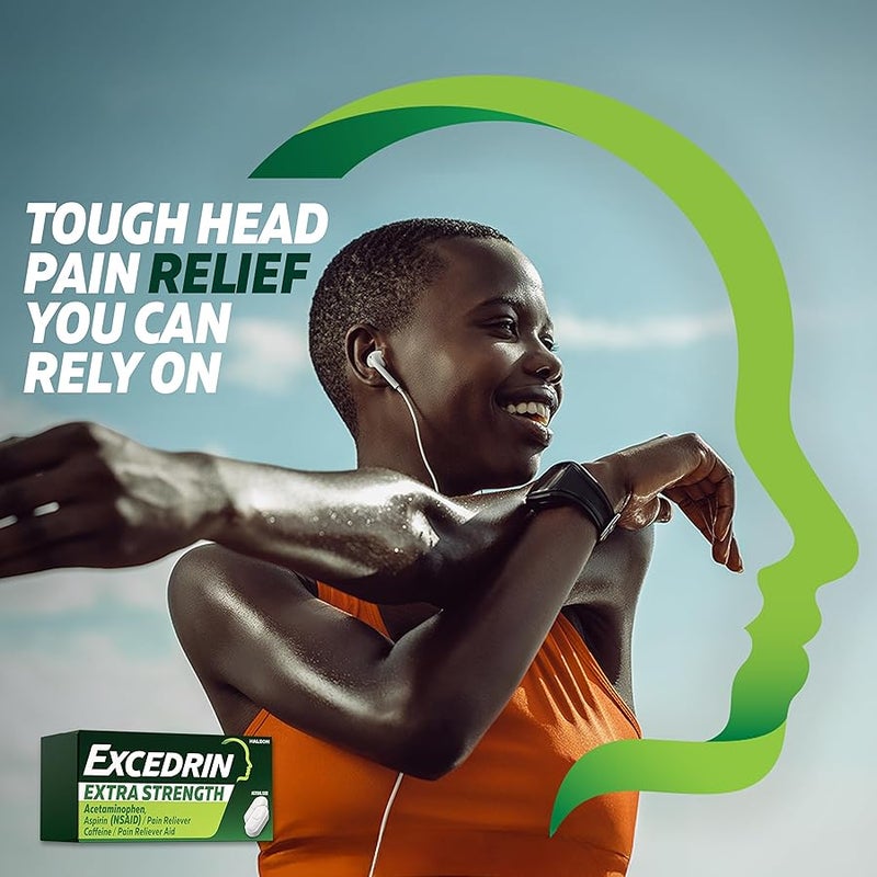 EXCEDRIN Extra Strength Pain Relief Caplets for Headache Relief, Acetaminophen 250mg, Aspirin 250mg, Caffeine 65mg, Pain Reliever, 200 Count - Image 3