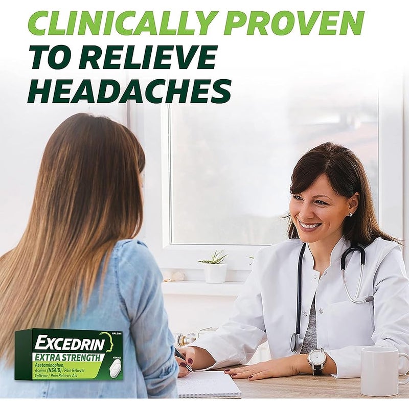 EXCEDRIN Extra Strength Pain Relief Caplets for Headache Relief, Acetaminophen 250mg, Aspirin 250mg, Caffeine 65mg, Pain Reliever, 200 Count - Image 4
