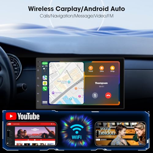 Haudio Wireless CarPlay Screen for Car & Android Auto Head Unit - Touchscreen 7 Inch Double Din Car Stereo with Backup Camera for All Cars (2+32GB NO Camera) - Image 3