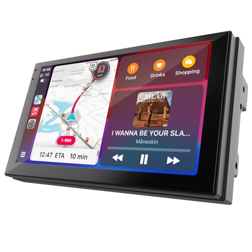 Haudio Wireless CarPlay Screen for Car & Android Auto Head Unit - Touchscreen 7 Inch Double Din Car Stereo with Backup Camera for All Cars (2+32GB NO Camera) - Image 1