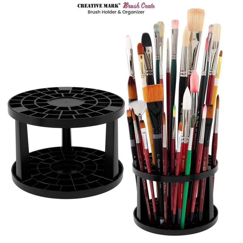 Creative Mark Brush Crate Brush Storage Holder - Brush Crate for Painting, Artists, Drying, & More! - Black - Image 3