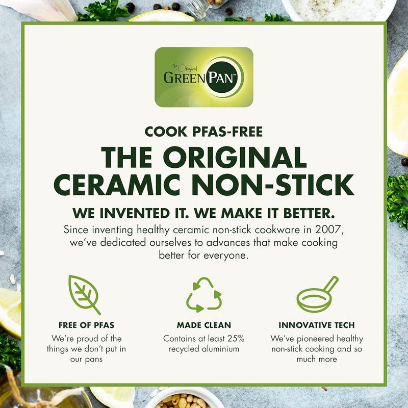 Greenpan Essentials Healthy Ceramic Non-Stick 28 cm Pancake Crepe Pan, PFAS Free, Induction, Oven and broiler safe up to 160°C, Dishwasher Safe, Black - Image 3