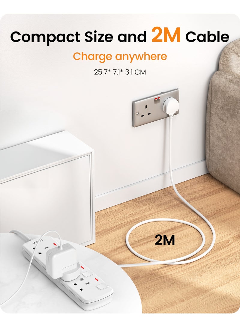 Lencent 4 Way Extension Lead UK 3 Pin Grounded Socket Outlets Power Strips Plug Extension with 2-Meter Extension Cord Cable with Individual Switches - Image 4