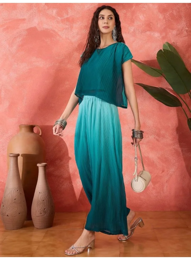 AKS  Emerald Green Ombre Co Ord Set for Women | Best Price UAE