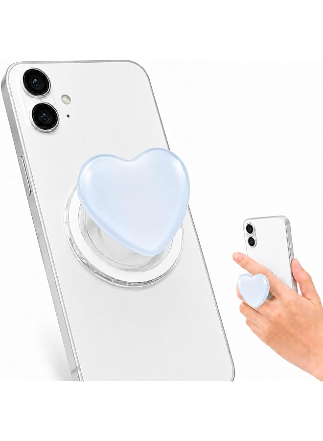 S-TOP Phone Grip for Magsafe Phone Stand 360°Roration grip Compatible with Magsafe Magnetic Cute Glass Heart Design Collapsible Mobile Phone Grip Stand Holder for Smartphone Tablet - Image 1