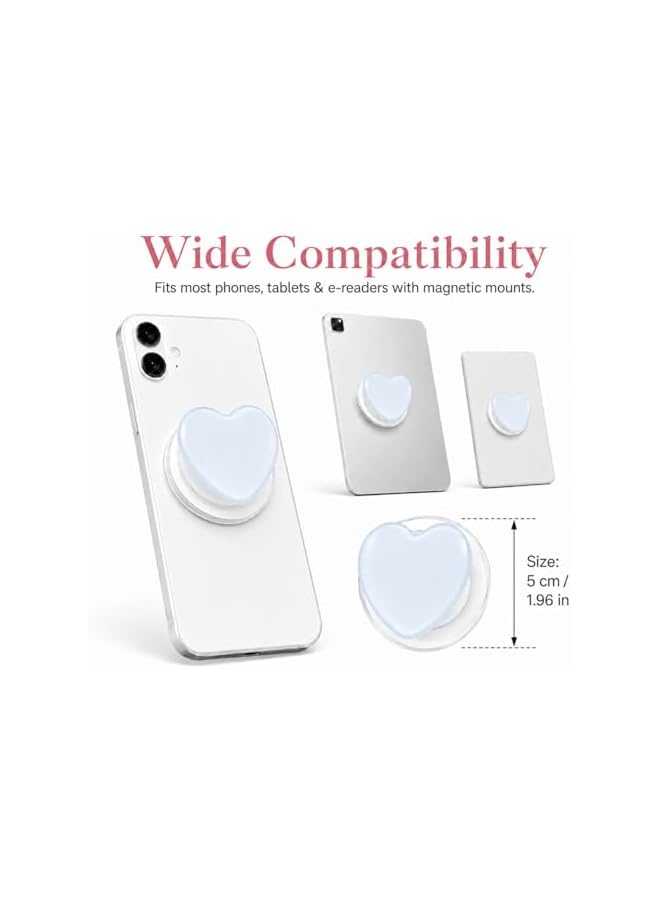S-TOP Phone Grip for Magsafe Phone Stand 360°Roration grip Compatible with Magsafe Magnetic Cute Glass Heart Design Collapsible Mobile Phone Grip Stand Holder for Smartphone Tablet - Image 2