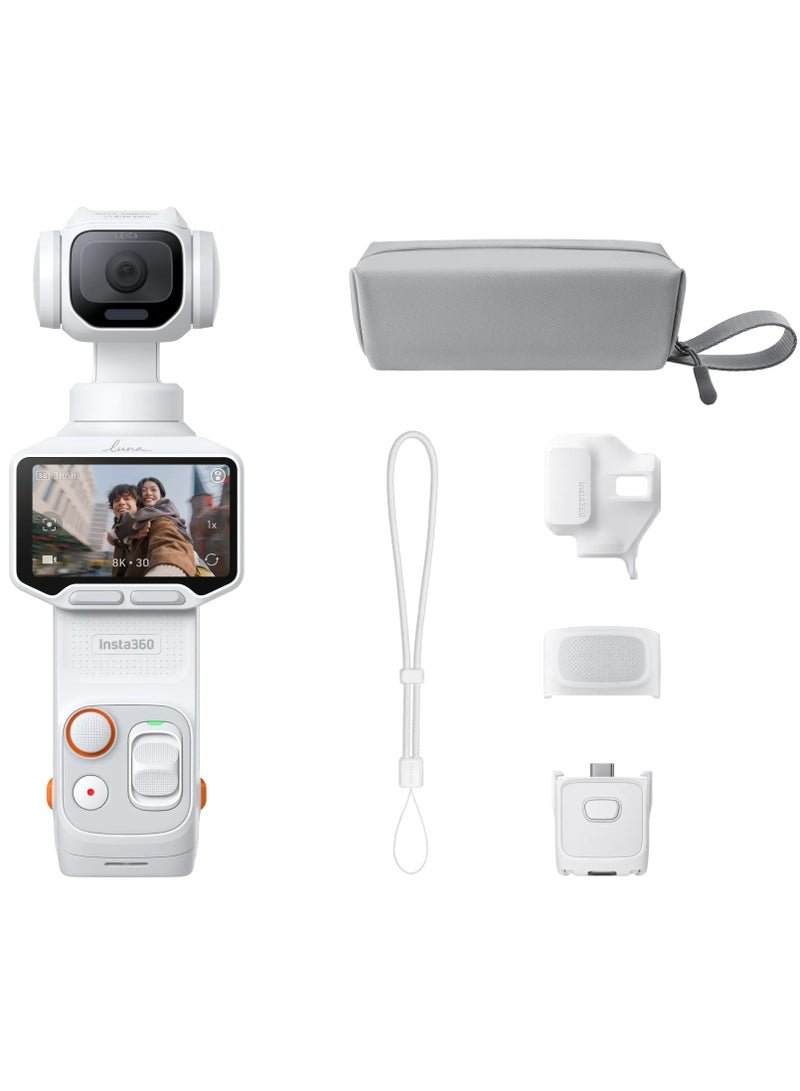 Insta360 Luna Pro Standard Bundle | 8K Leica 1-Inch Gimbal Camera, 4K120, 4x Zoom, 3-Axis Stabilization, Detachable 2in OLED Remote Screen, AI Dual Chip, 47GB Storage - Stellar White - Image 1