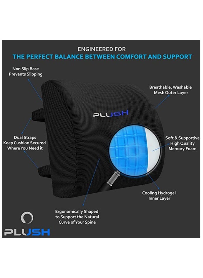 Plush Creative Planet Plush Gel lumbar support pillow ergonomic memory foam cushion reduces back pain improves posture an instant upgrade for your home or office chair  - Image 5