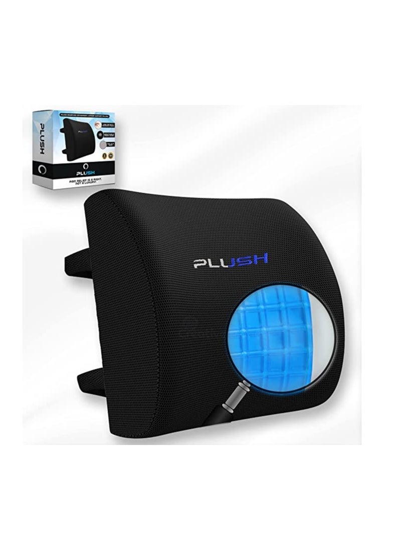 Plush Creative Planet Plush Gel lumbar support pillow ergonomic memory foam cushion reduces back pain improves posture an instant upgrade for your home or office chair  - Image 1