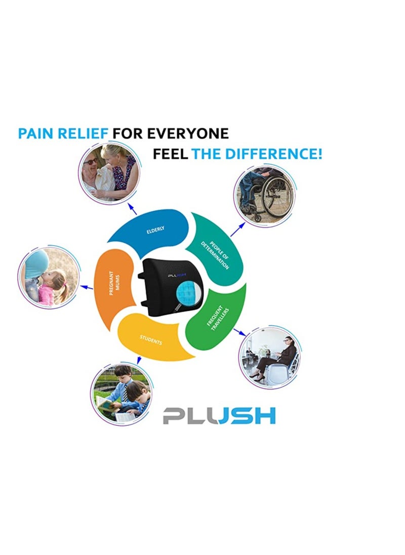 Plush Creative Planet Plush Gel lumbar support pillow ergonomic memory foam cushion reduces back pain improves posture an instant upgrade for your home or office chair  - Image 4