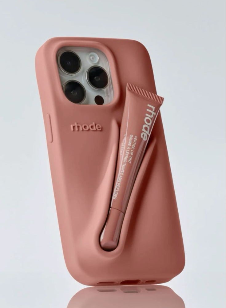 rhode 15 Pro Max Silicone Lip Holder for Cell Phone,(case only) Lip Gloss Adhesive Sleeve for Phone, Lip Holder Stick-on Phone Case, Back Stick On Holder for iPhone 15 pro Max Toast color - Image 1