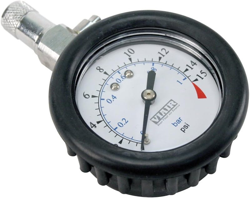 Viair 90058 2.0" Tire Gauge with Rubber Boot (0 to 15 PSI)