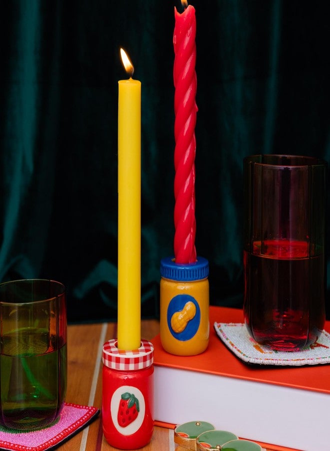ban.do Set of 2 Decorative Candle Holders, Unique Votive Candle Stick Decor, Mini Jar Candle Holders for Table Centerpiece (Peanut Butter and Jelly) - Image 5