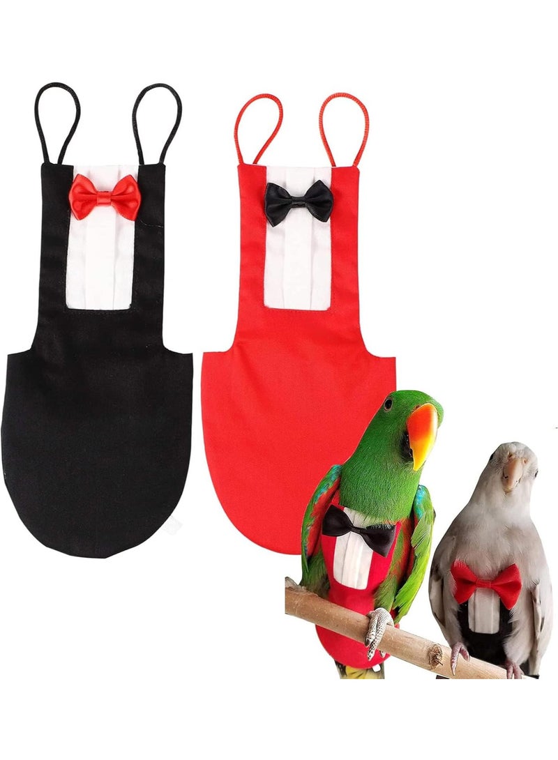 ماغيدا [ترقية] عبوة من قطعتين من حفاضات الببغاء - بطانات قابلة للغسل وإعادة الاستخدام، بدلة طيران الببغاء، ملابس طيور قابلة للتنفس لببغاء المكاو، ببغاء البادجي الأفريقي الرمادي، الببغاء (أسود + أحمر، XL، عدد 2) - Image 1
