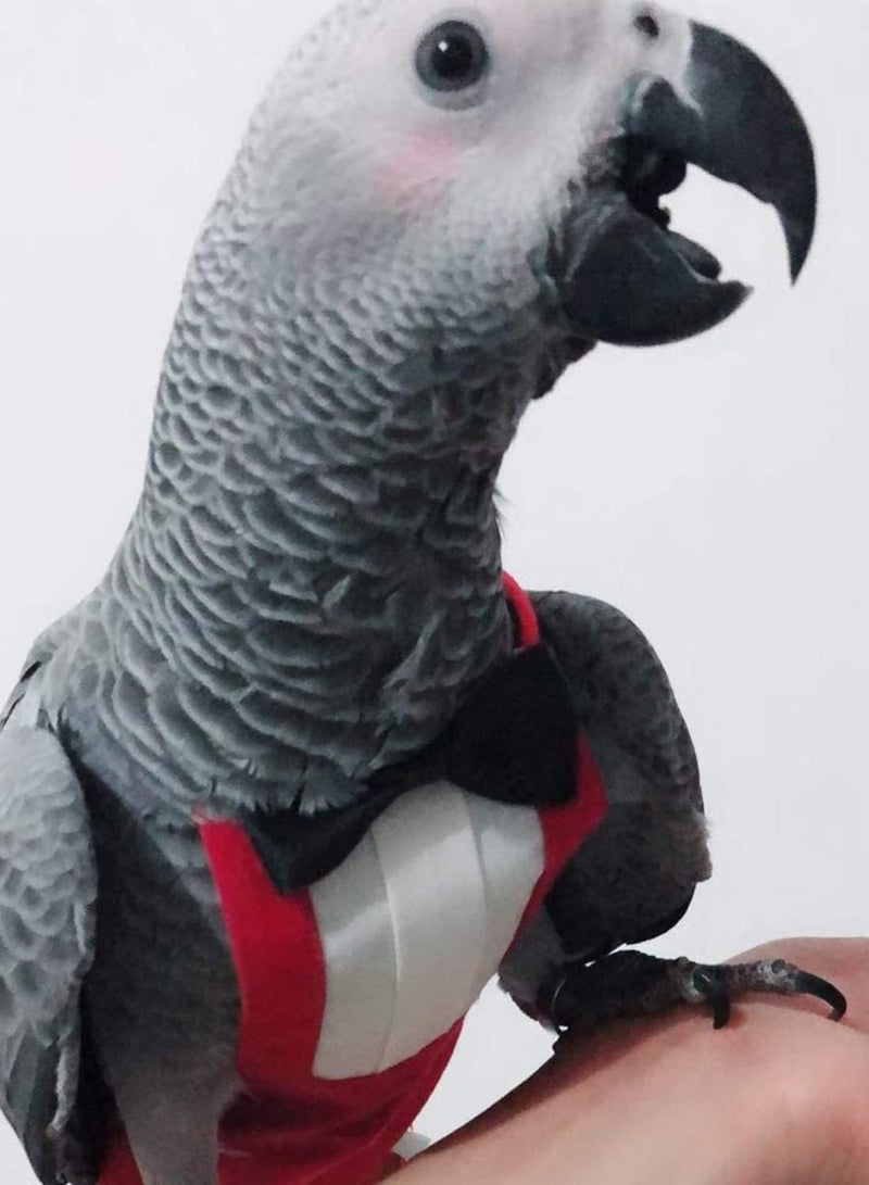 ماغيدا [ترقية] عبوة من قطعتين من حفاضات الببغاء - بطانات قابلة للغسل وإعادة الاستخدام، بدلة طيران الببغاء، ملابس طيور قابلة للتنفس لببغاء المكاو، ببغاء البادجي الأفريقي الرمادي، الببغاء (أسود + أحمر، XL، عدد 2) - Image 5