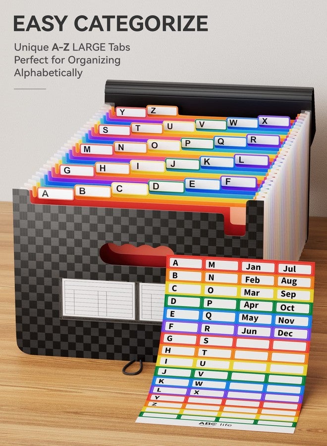 ABC life 26 Pockets Accordian File Organizer,Expanding File Folder/Portable A4 Letter Size Filling Box, Expandable Desktop Accordion Folder, Plastic Paper Document Coupon Organizer with Colored Label - Image 4