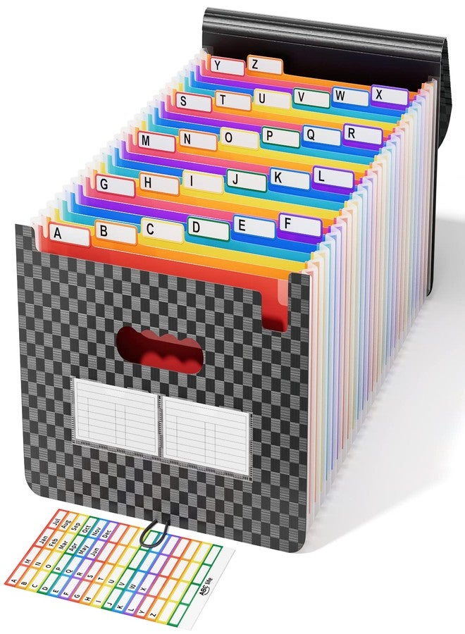 ABC life 26 Pockets Accordian File Organizer,Expanding File Folder/Portable A4 Letter Size Filling Box, Expandable Desktop Accordion Folder, Plastic Paper Document Coupon Organizer with Colored Label - Image 1