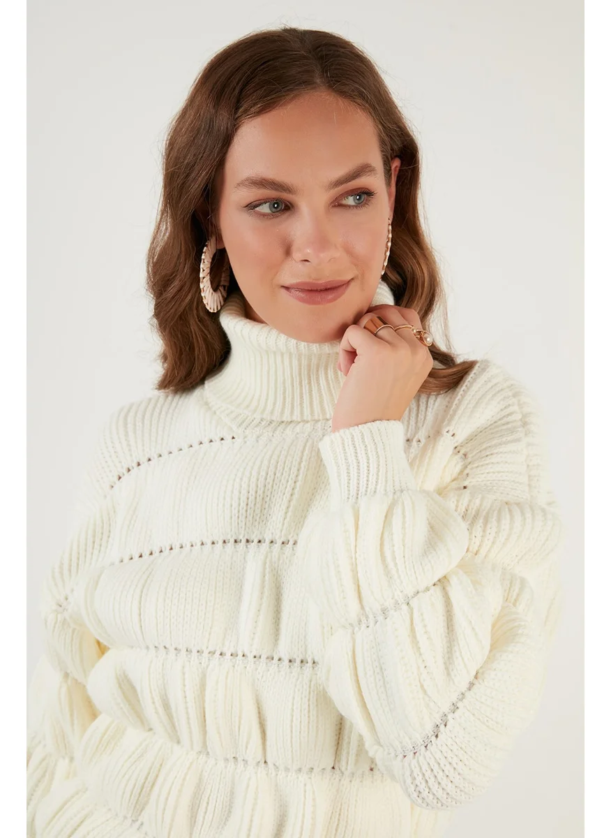 ليلا Turtleneck Gathered Knitted Sweater Women's Sweater 4616108
