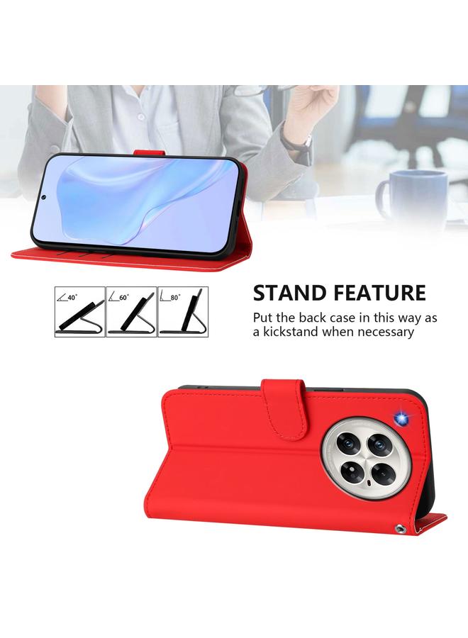 Zaboon Case For Infinix Zero 40 4G / 5G Skin Feel Solid Color Leather Phone Case with Lanyard - Image 3