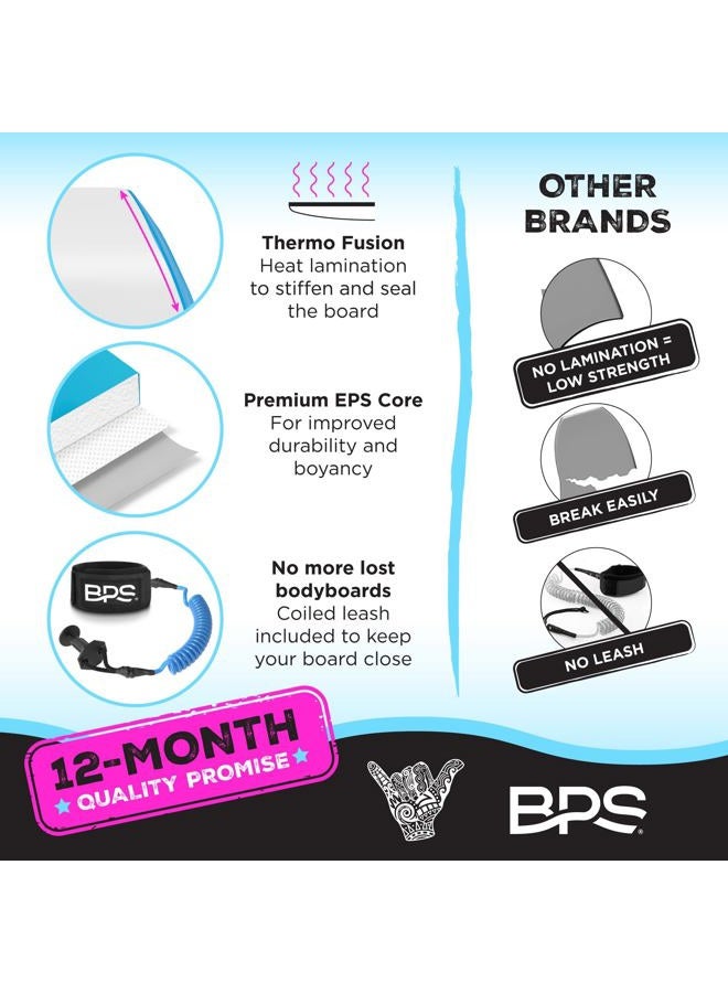 BPS Storm 33" Bodyboard - Includes BPS Premium Coiled Leash (Single Board) (Blue , Purple) - Image 3