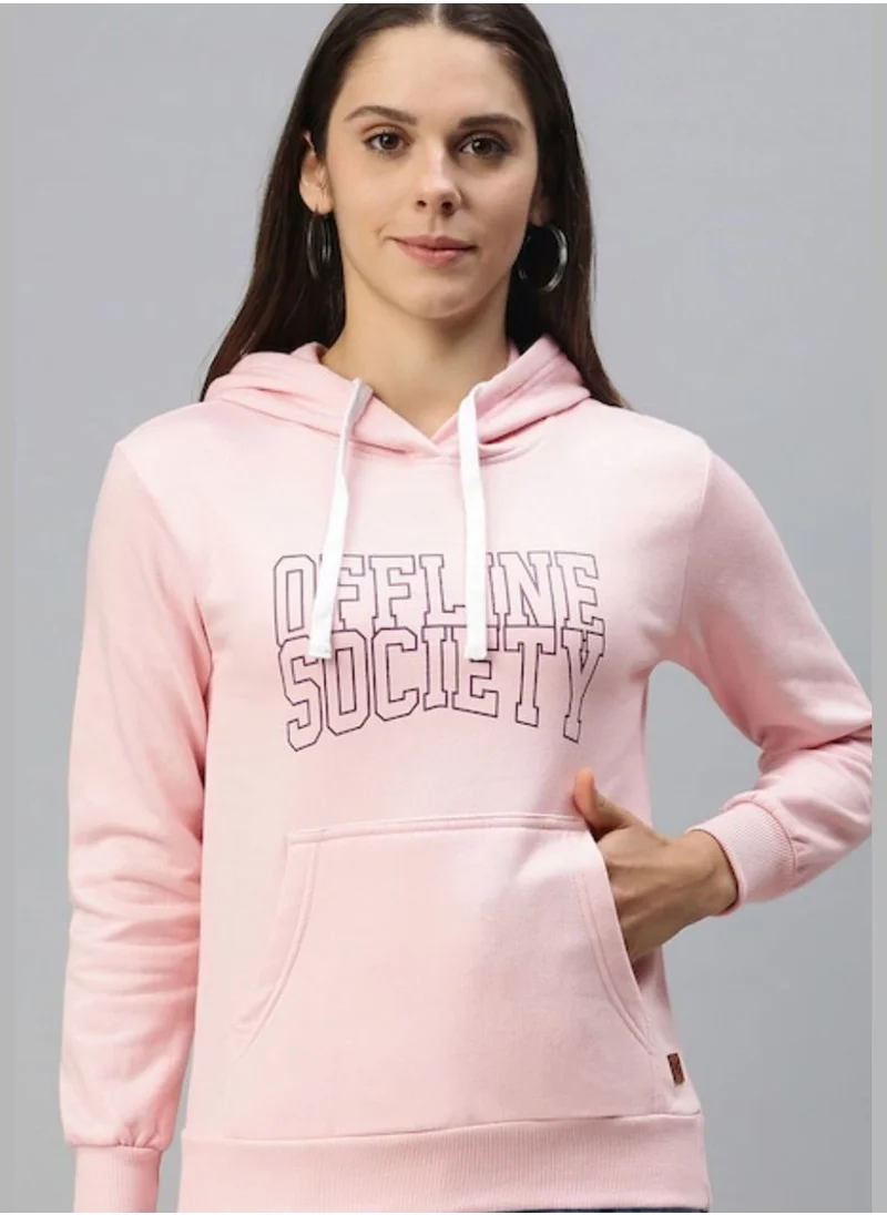 Campus Sutra Women's Printed Regular Fit Sweatshirt With Hoodie For Winter Wear