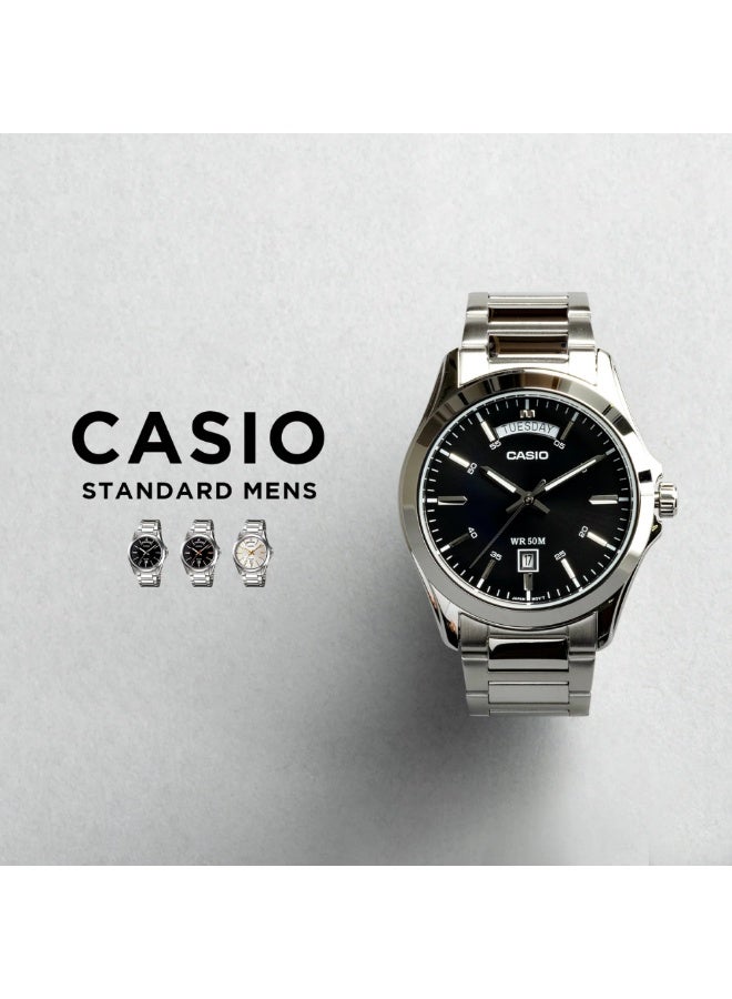 Casio MTP-1370D-7A2VDF Men’s Analog Watch – White Dial with Gold Accents, Silver Stainless-Steel Bracelet, Day & Date Display, Classic Elegant Design - Image 5